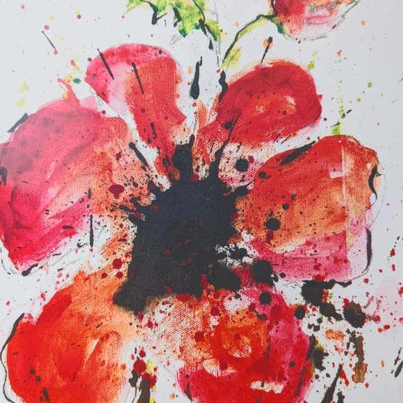 Dominic Pangborn NWOT Abstract Poppy flower signed archival red - Picture 5 of 10